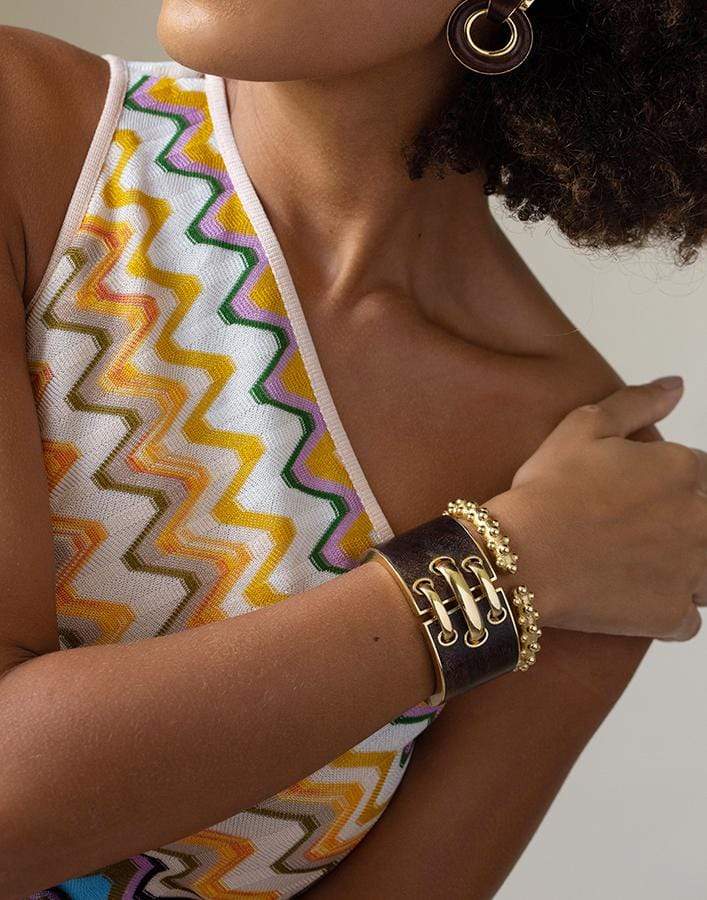DAVID WEBB-Rosewood Shoelace Cuff Bracelet-YELLOW GOLD