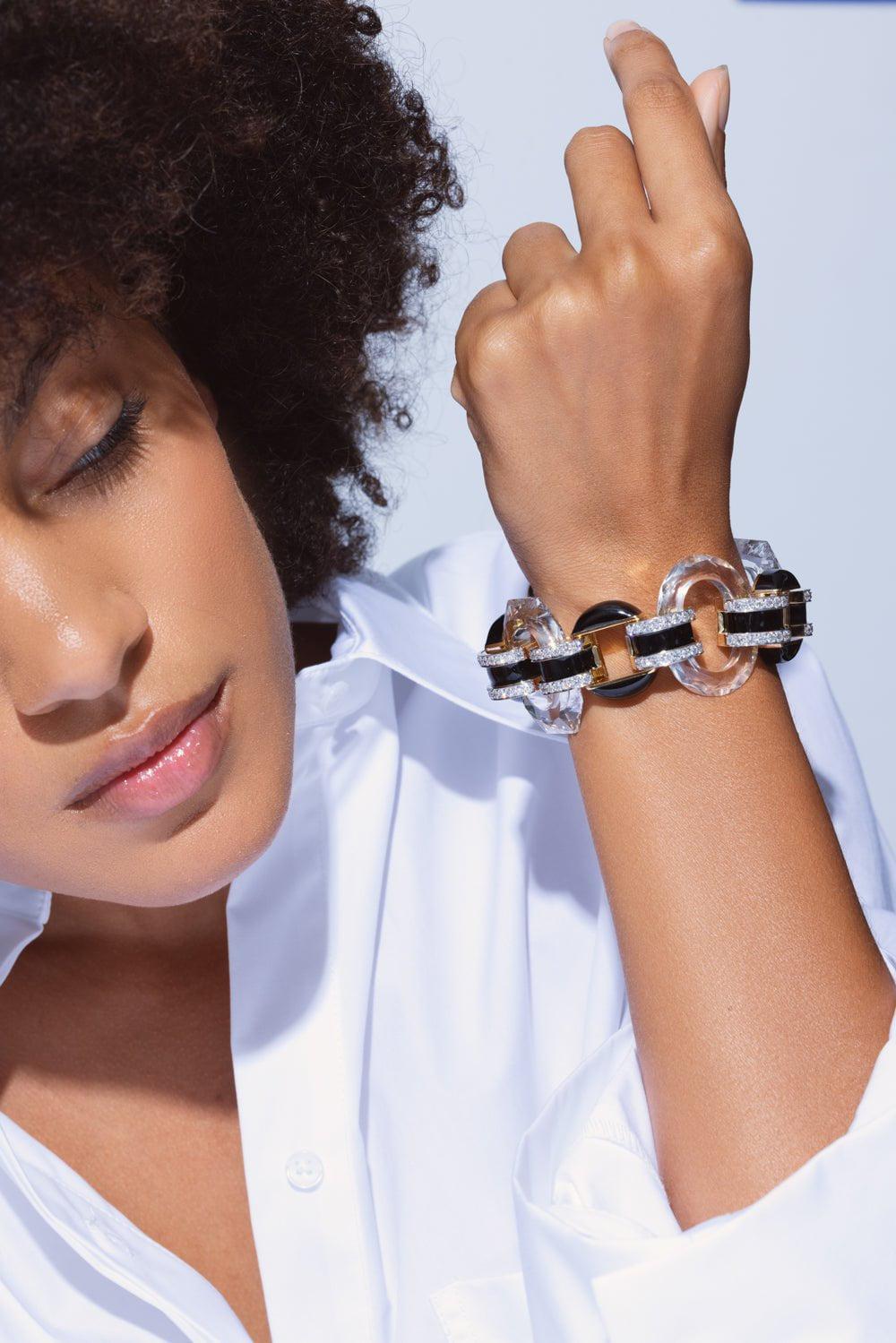 DAVID WEBB-Tuxedo Bracelet-YELLOW GOLD