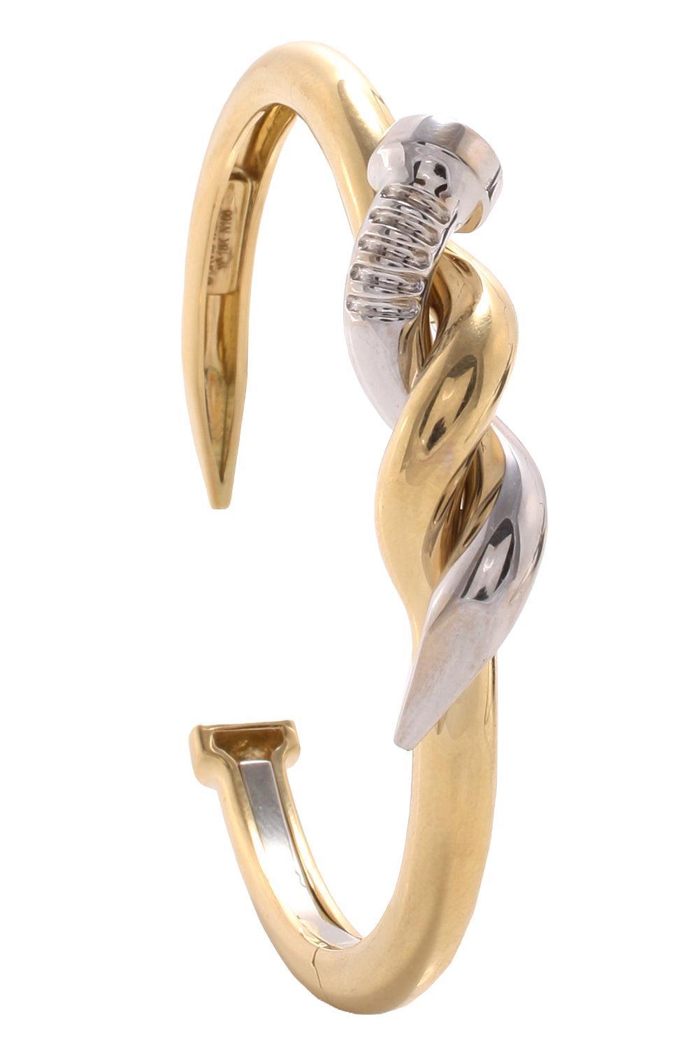 Two Tone Twist Nail Cuff Bracelet-YELLOW GOLD-JEWELRYFINE JEWELBRACELET O-DAVID WEBB