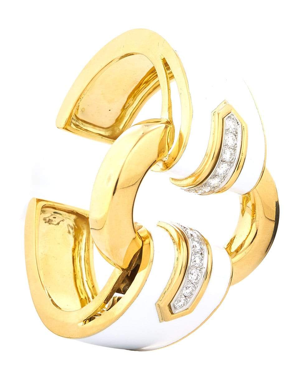 DAVID WEBB-White Enamel Strap Cuff-YELLOW GOLD
