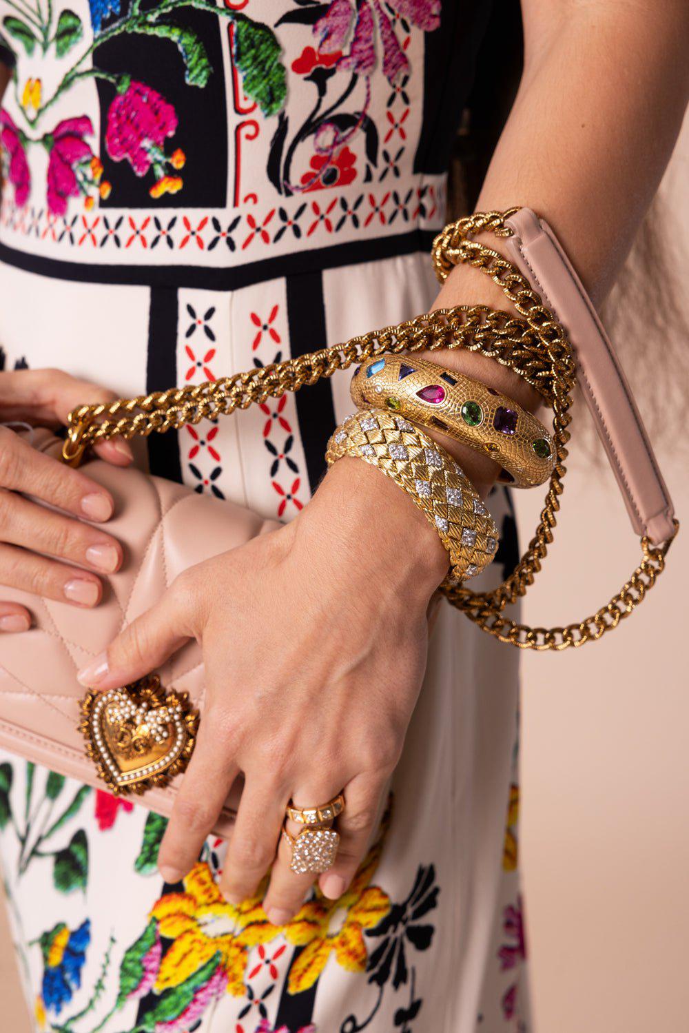 DAVID WEBB-Wide Quilted Bracelet-YELLOW GOLD