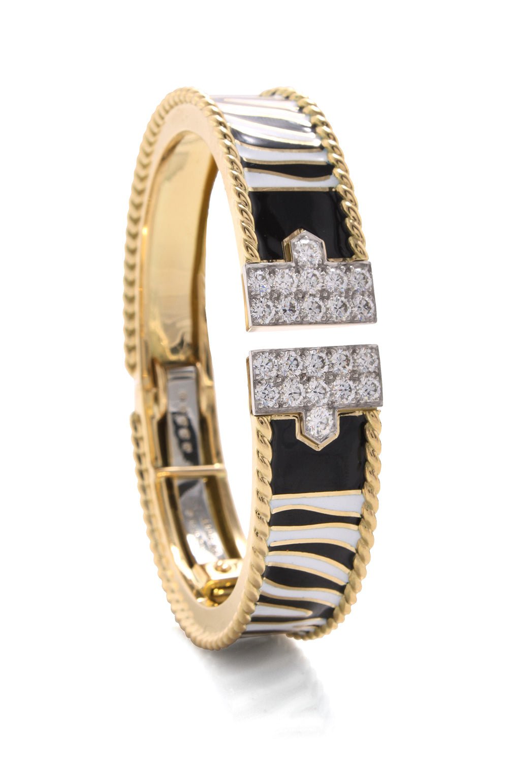 DAVID WEBB-Zebra Stripe Rope Lane Cuff Bracelet-YELLOW GOLD