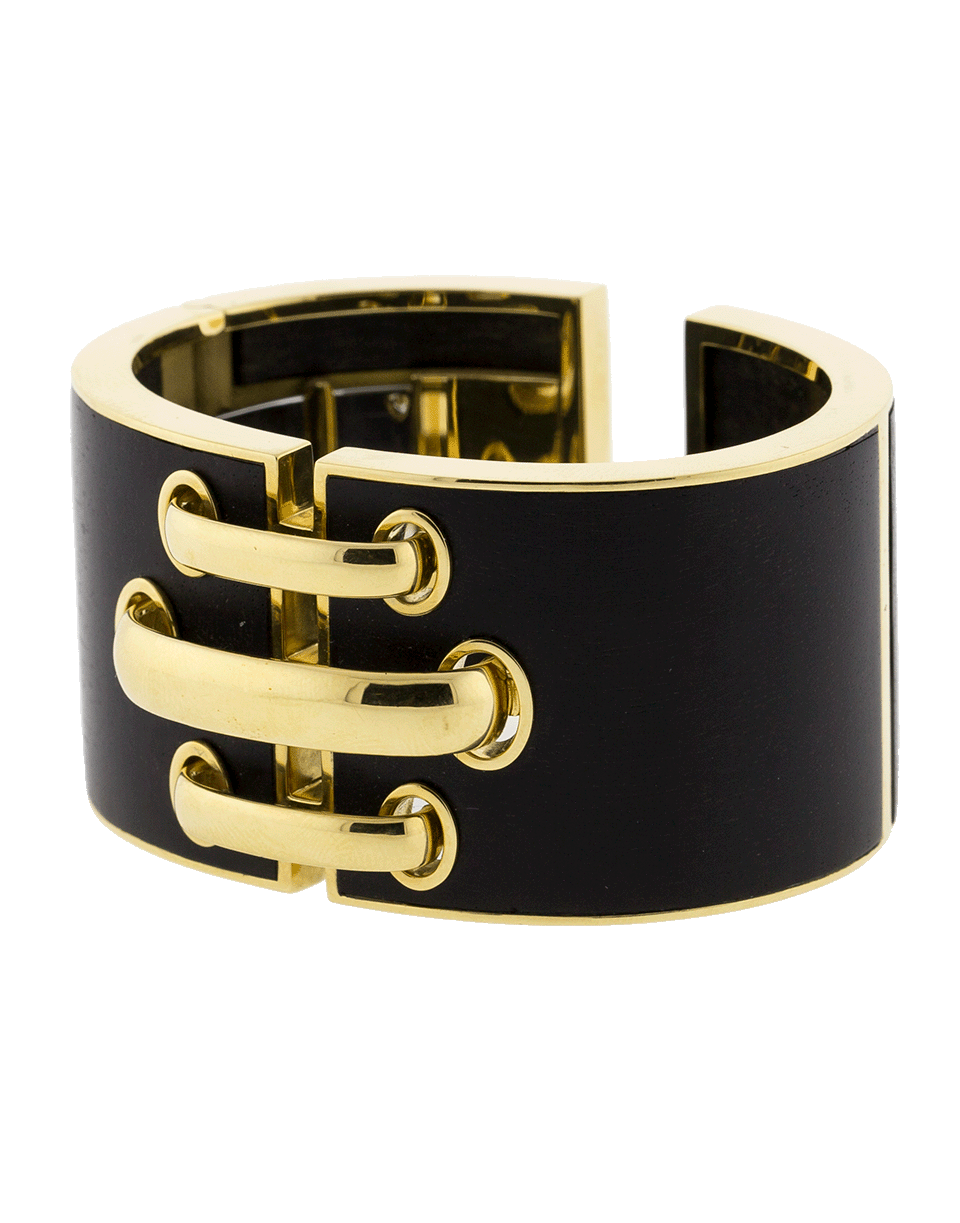 DAVID WEBB-Ebony Shoelace Cuff-YELLOW GOLD
