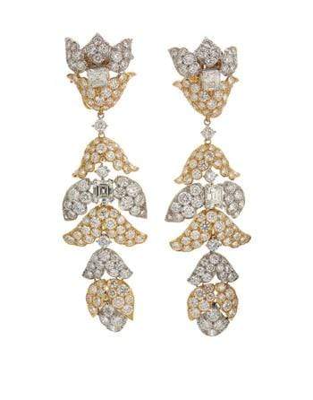 DAVID WEBB-Diamond Yellow Gold and Platinum Earrings-PLATINUM
