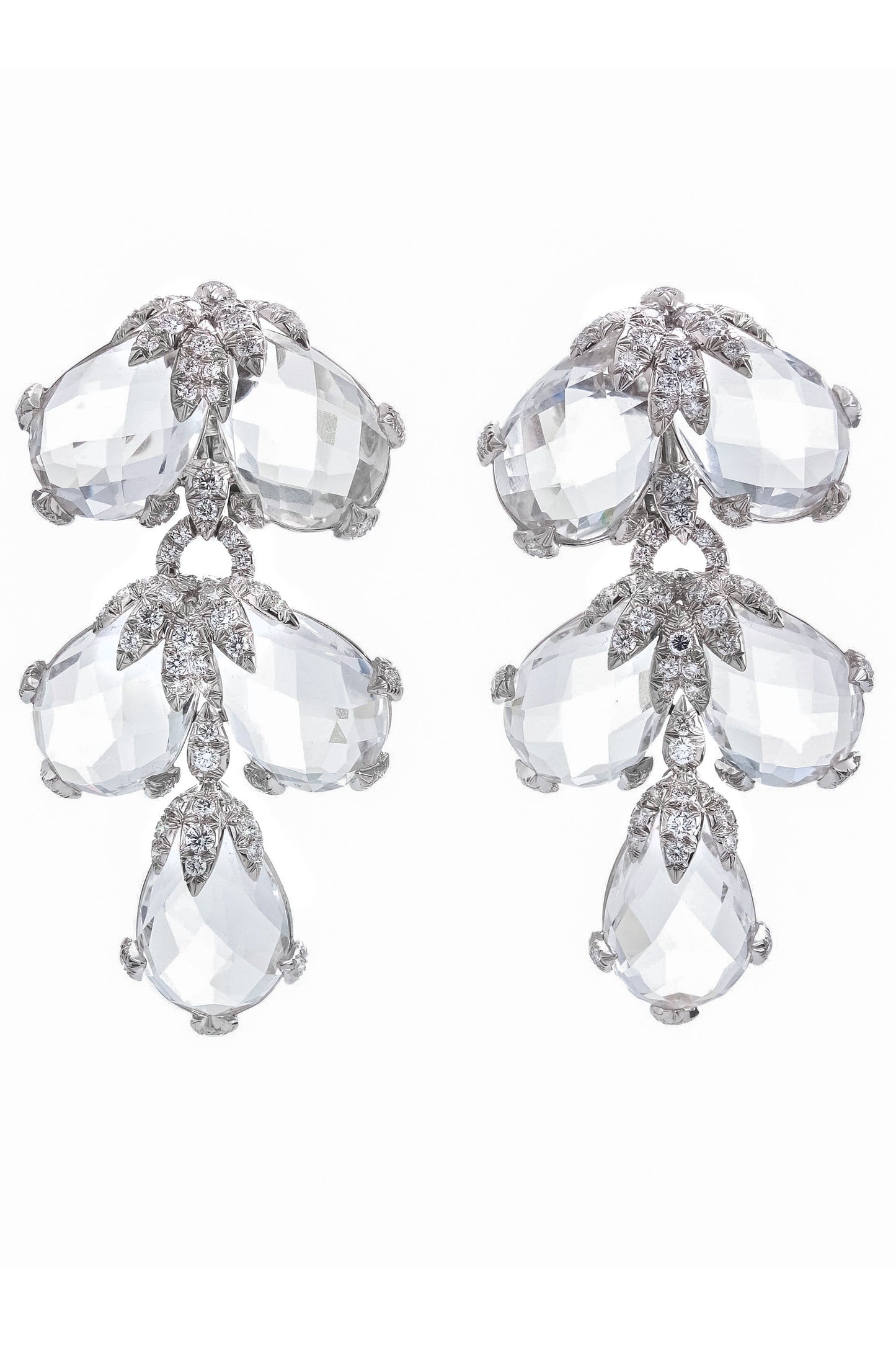 DAVID WEBB-Rock Crystal Alpine Earrings-PLATINUM