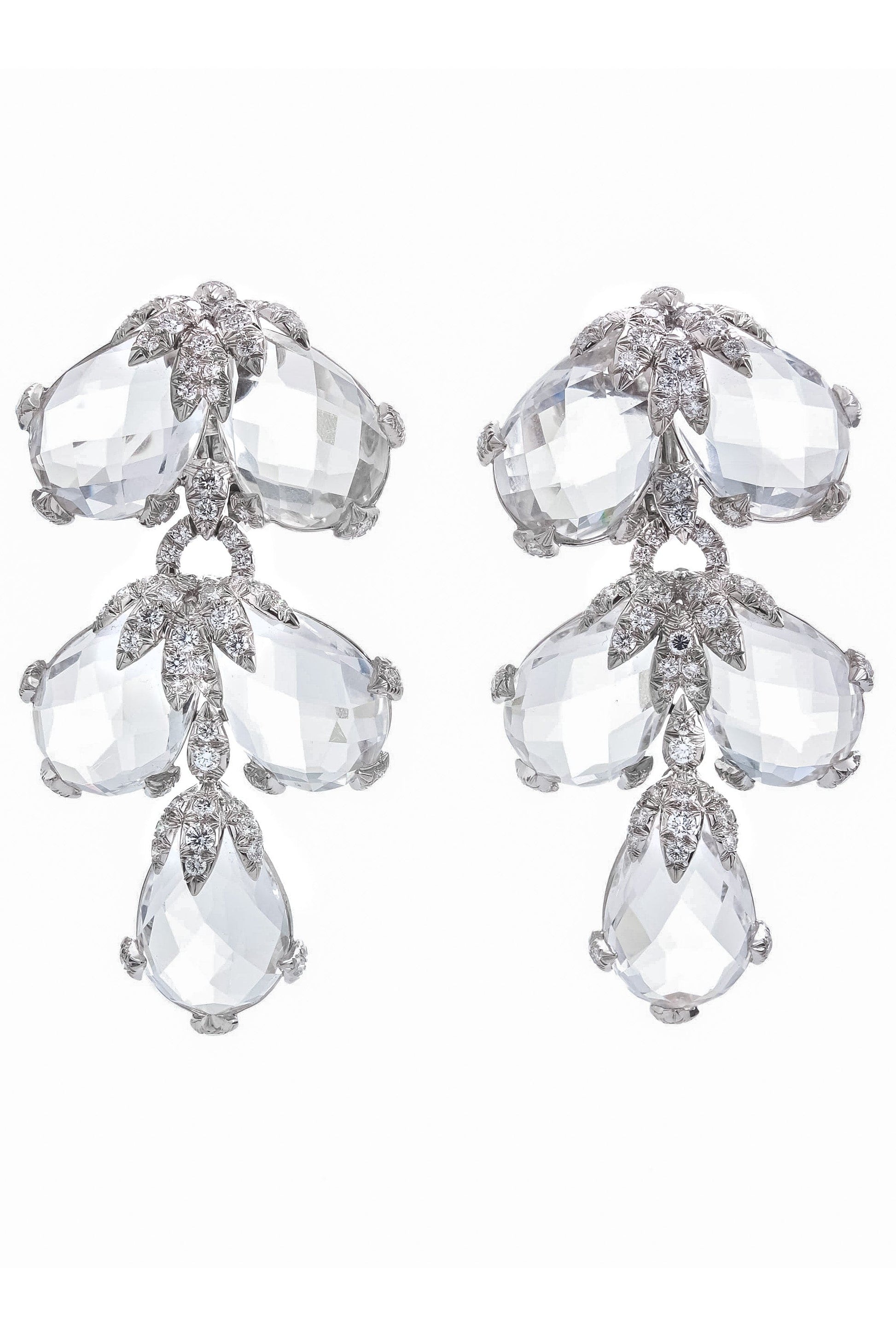 DAVID WEBB-Rock Crystal Alpine Earrings-PLATINUM