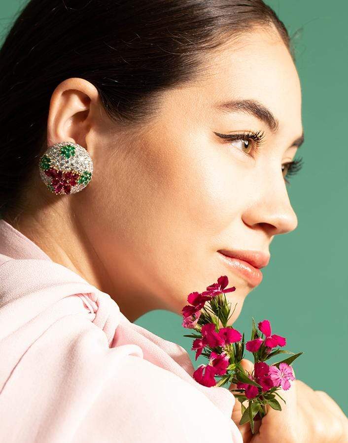 DAVID WEBB-Summer Berry Ruby and Diamond Earrings-PLATINUM