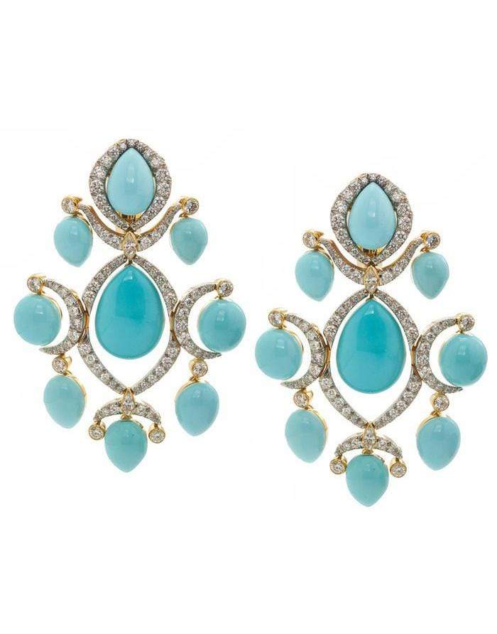 DAVID WEBB-Turquoise and Diamond Dusk Earrings-PLATINUM