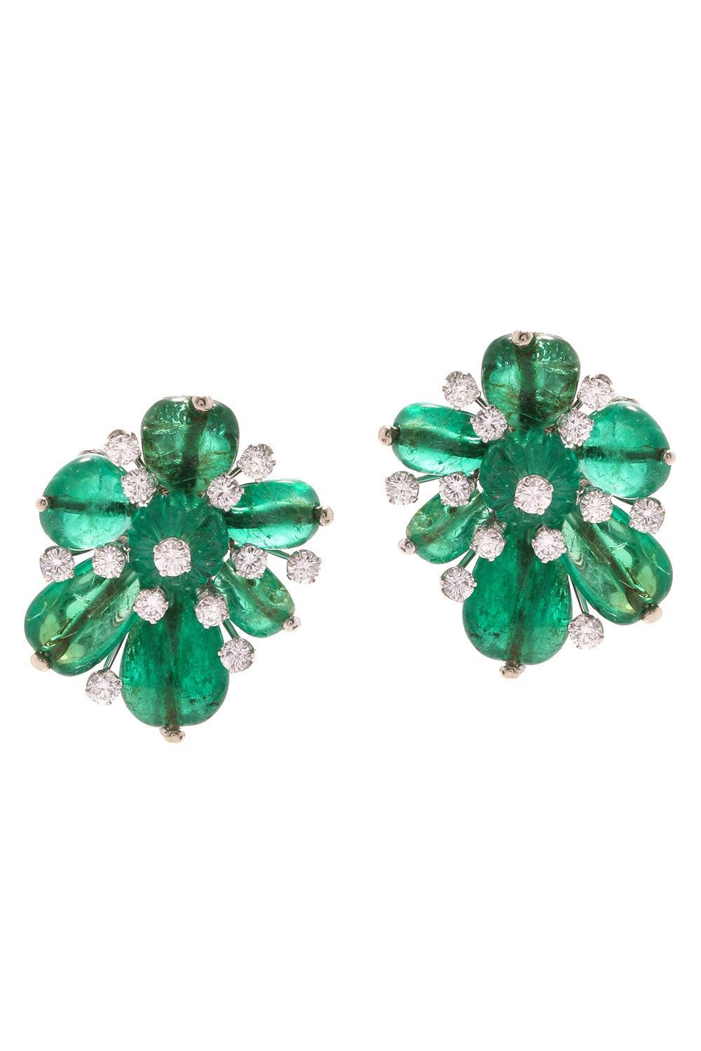 Couture Mayapple Flower Earrings-WHITE GOLD-JEWELRYFINE JEWELEARRING-DAVID WEBB