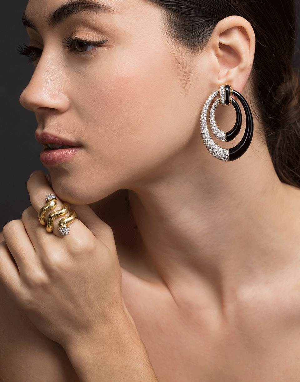 DAVID WEBB-Aline Black Enamel Diamond Earrings-YELLOW GOLD