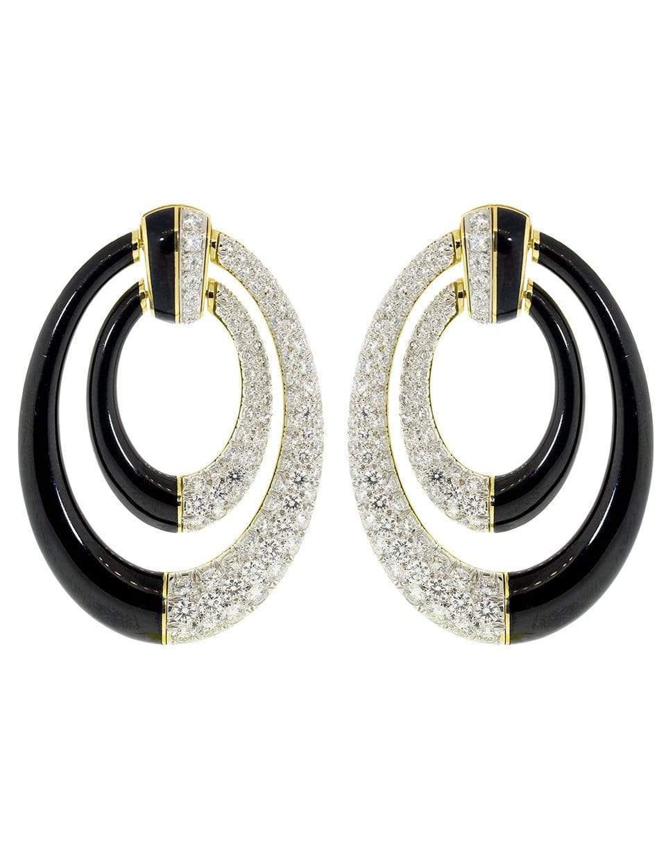DAVID WEBB-Aline Black Enamel Diamond Earrings-YELLOW GOLD