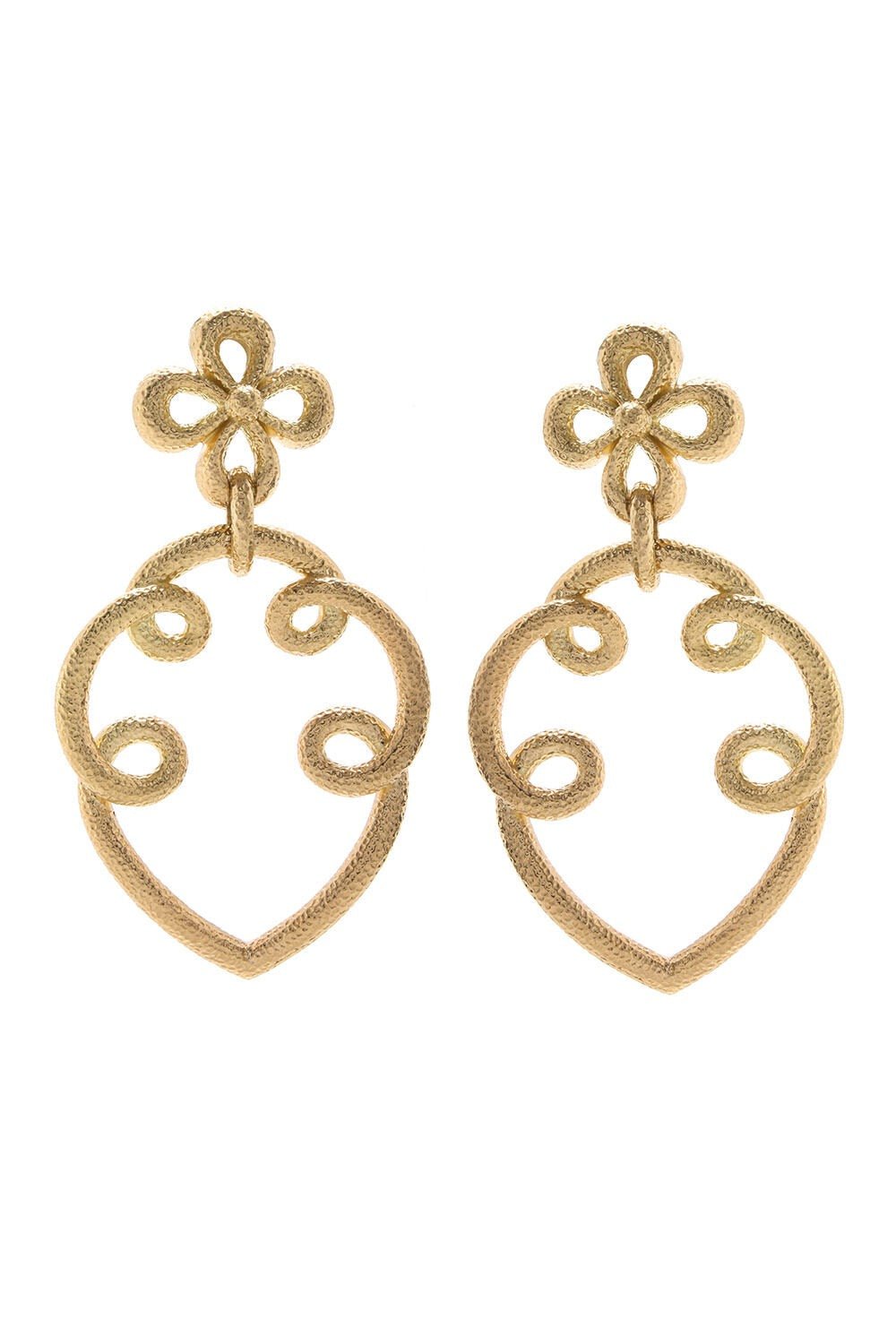 DAVID WEBB-Arabesque Drop Earrings-YELLOW GOLD