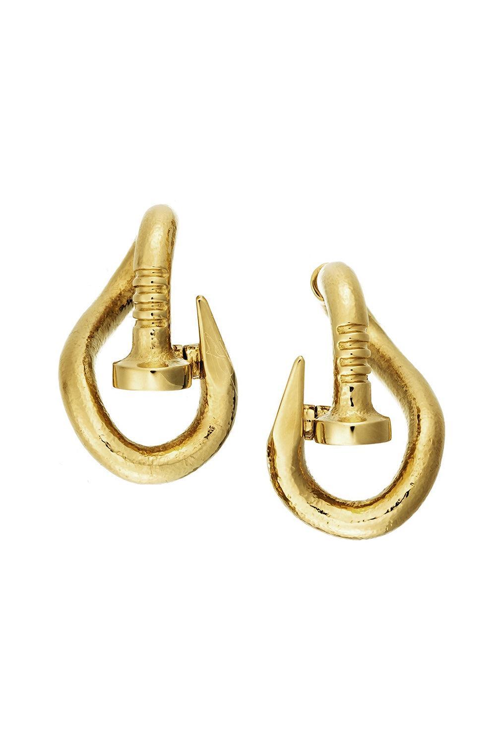 Bent Nail Hammered Earrings-YELLOW GOLD-JEWELRYFINE JEWELEARRING-DAVID WEBB