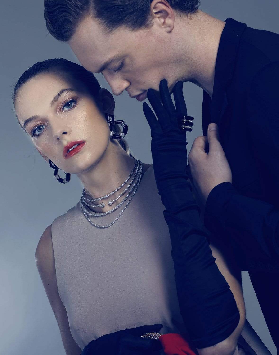 DAVID WEBB-Black Enamel and Diamond Earrings-YELLOW GOLD