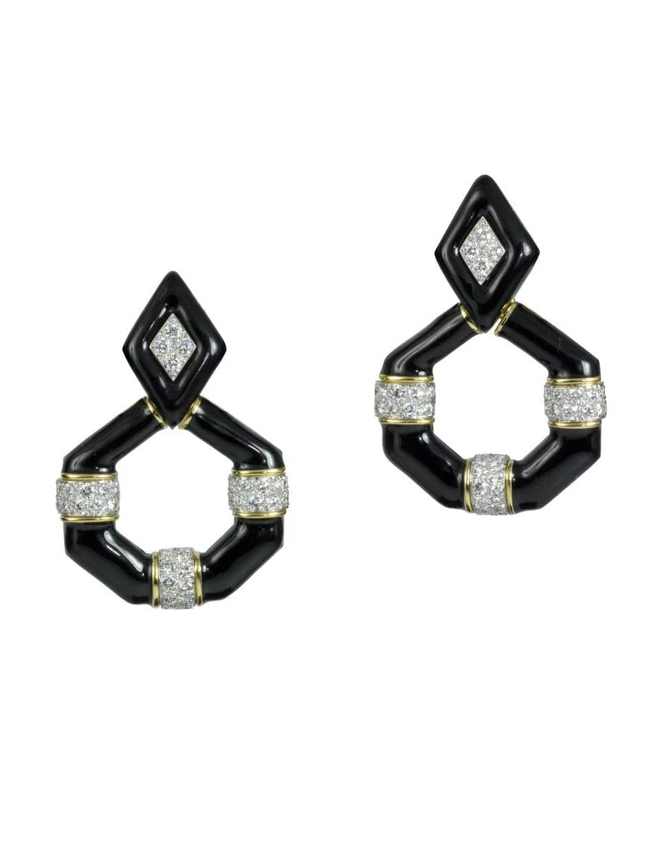 DAVID WEBB-Black Enamel and Diamond Earrings-YELLOW GOLD