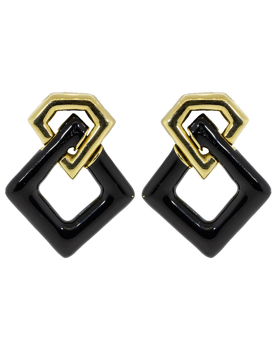 DAVID WEBB-Black Enamel Gold Earrings-YELLOW GOLD