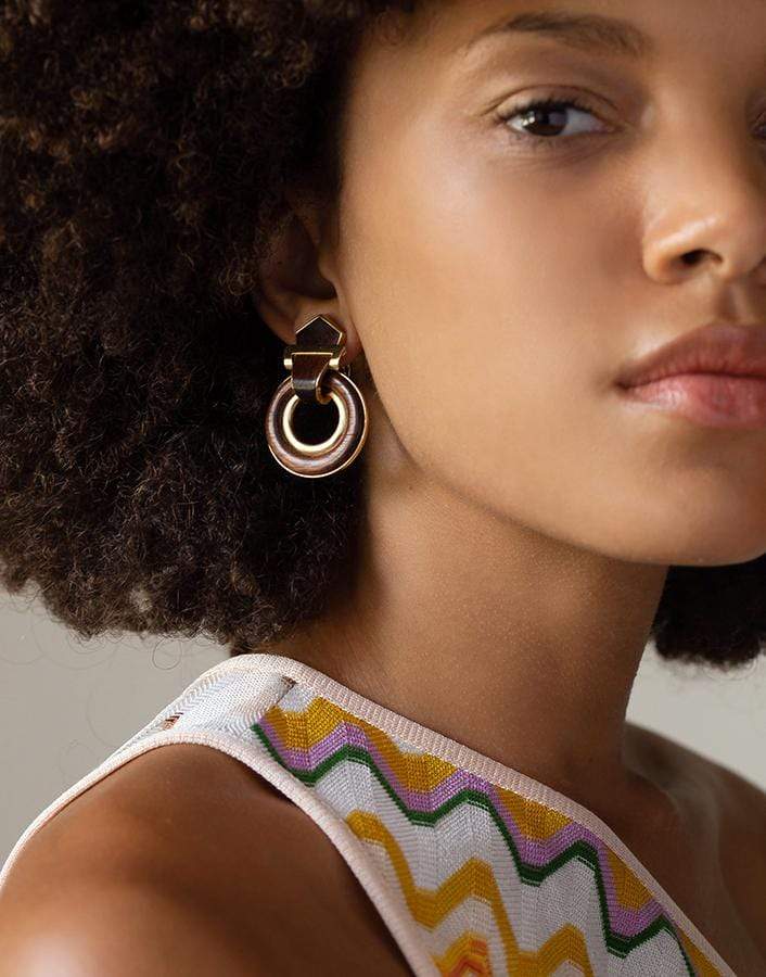 DAVID WEBB-Bloodwood Doorknocker Earrings-YELLOW GOLD