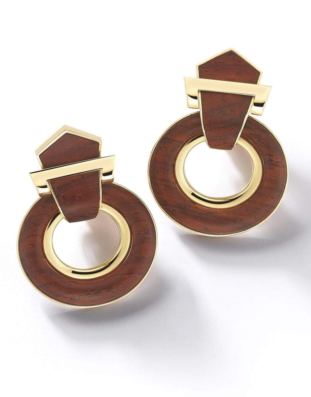 DAVID WEBB-Bloodwood Doorknocker Earrings-YELLOW GOLD