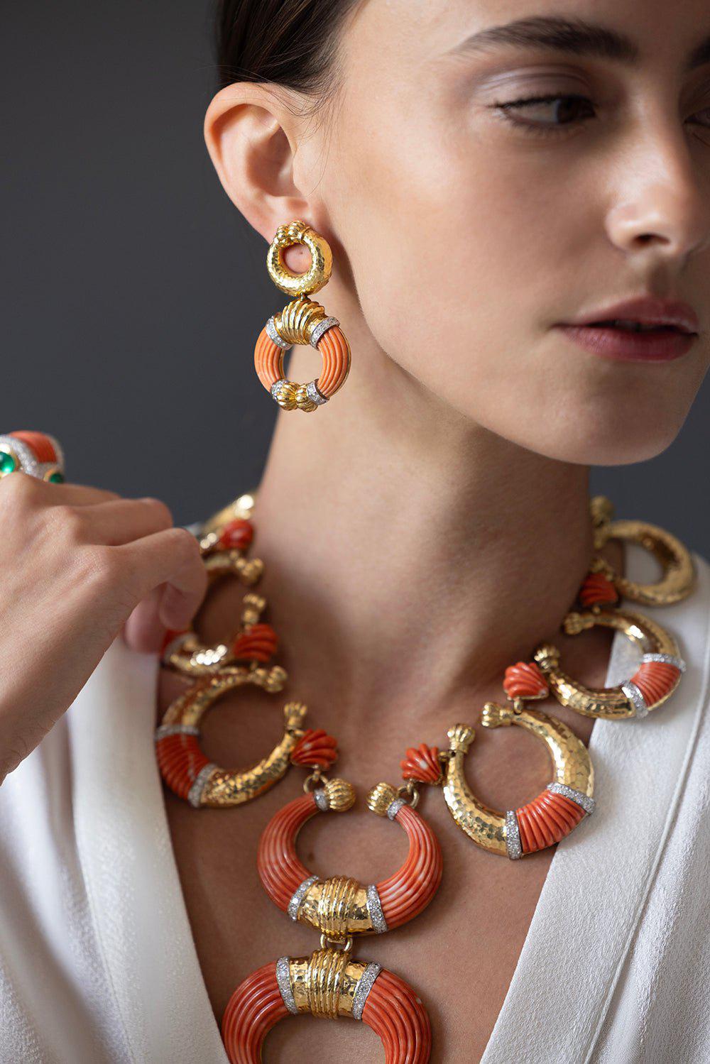 DAVID WEBB-Celtic Crescent Earrings-YELLOW GOLD