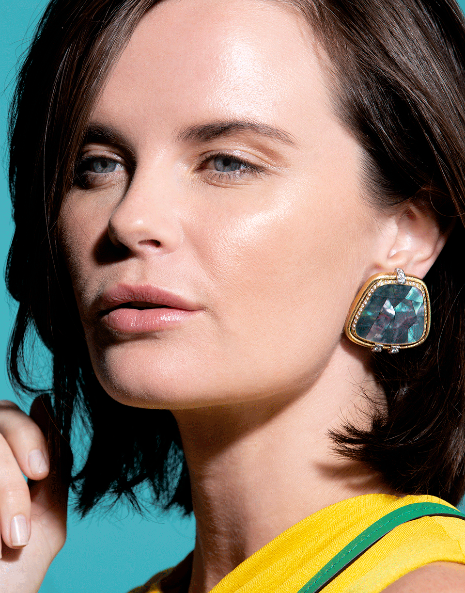 DAVID WEBB-Couture Abalone Shell and Diamond Earrings-YELLOW GOLD