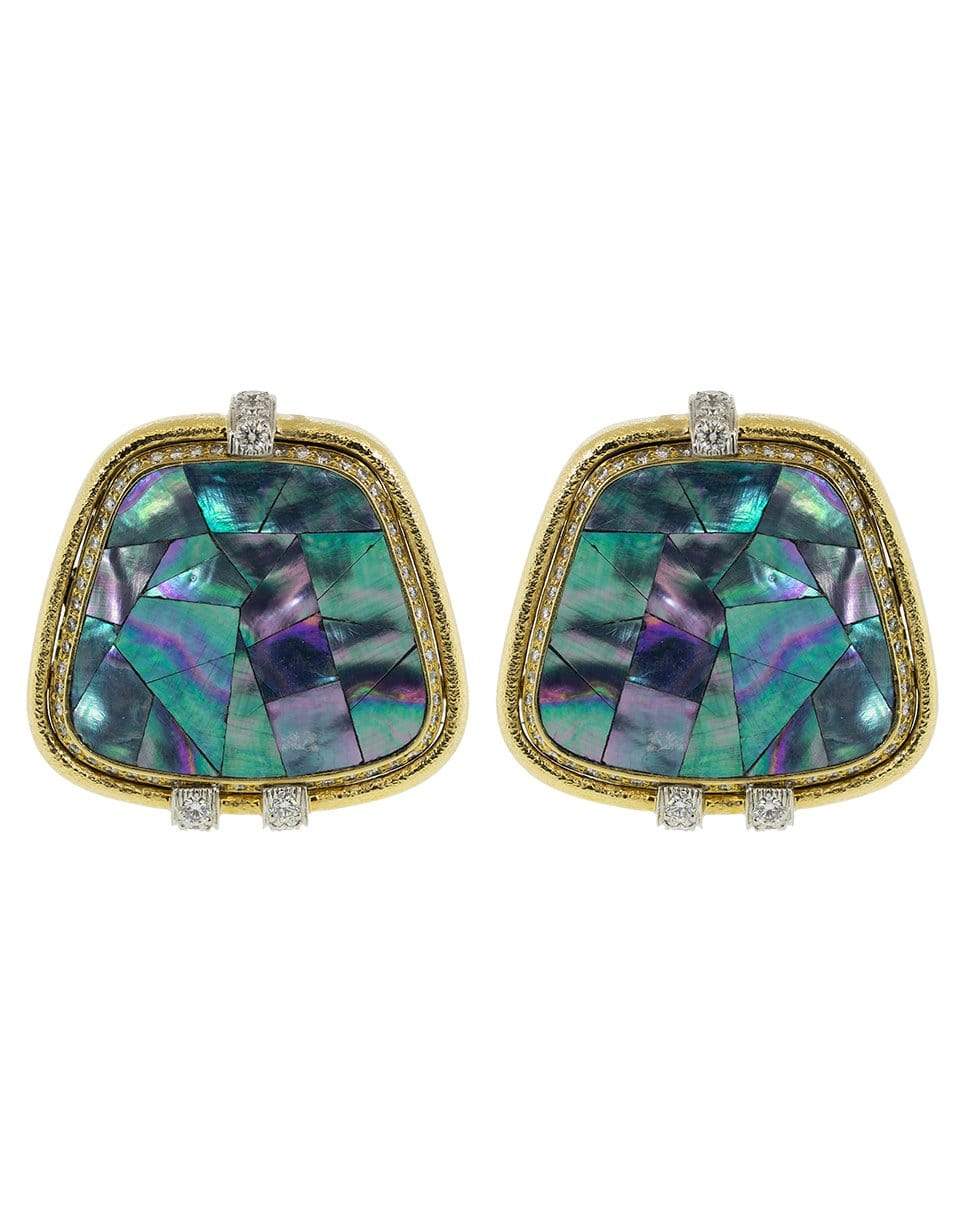 DAVID WEBB-Couture Abalone Shell and Diamond Earrings-YELLOW GOLD