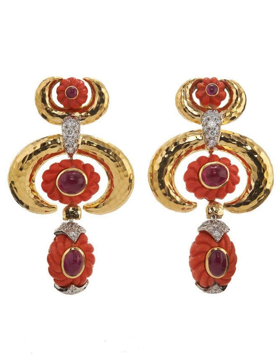 DAVID WEBB-Crescent Coral Earrings-YELLOW GOLD