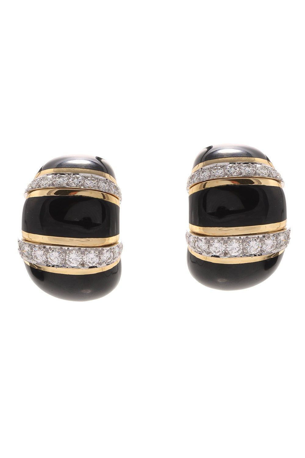 DAVID WEBB-Diamond Black Earrings-YELLOW GOLD