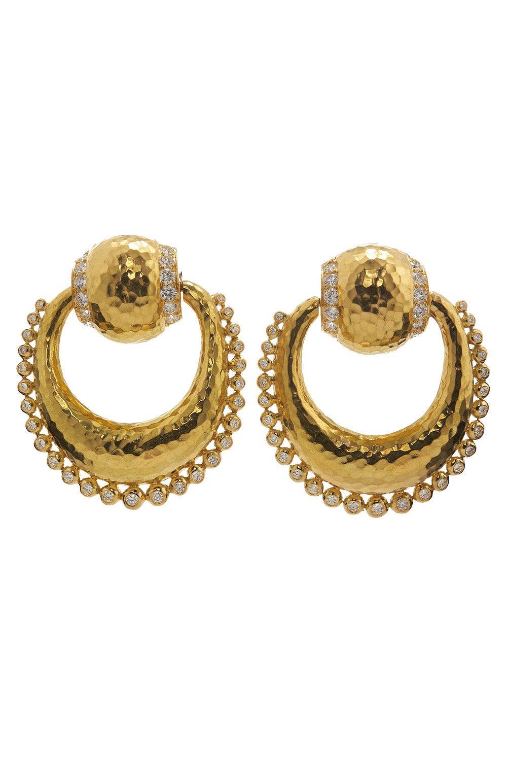  Diamond Downtown Doorknocker Earring-YELLOW GOLD-JEWELRYFINE JEWELEARRING-DAVID WEBB 