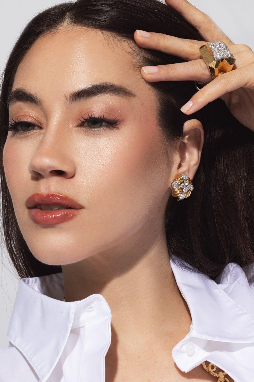 DAVID WEBB-Diamond Drop 57th Street Earrings-YELLOW GOLD
