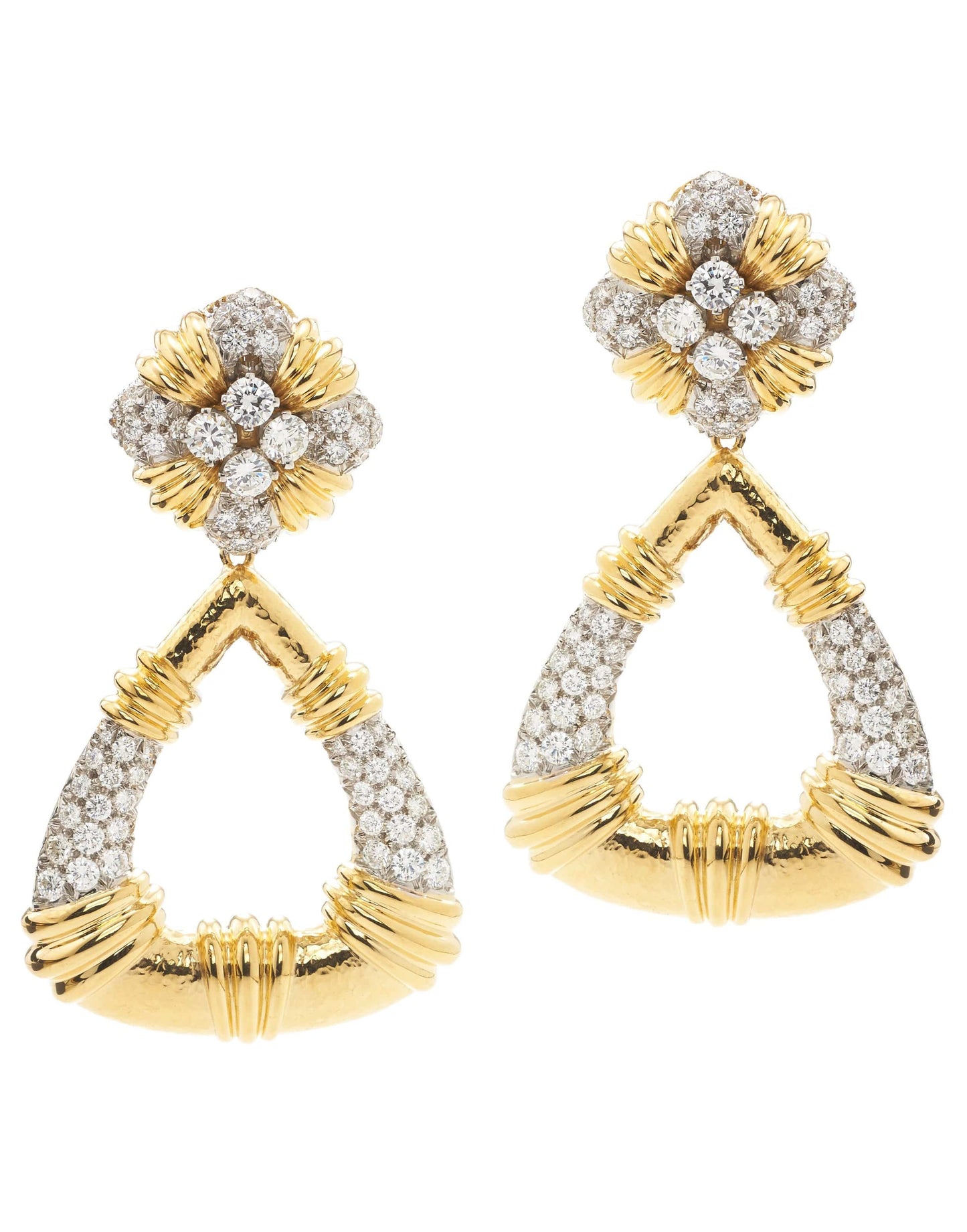 DAVID WEBB-Diamond Drop 57th Street Earrings-YELLOW GOLD