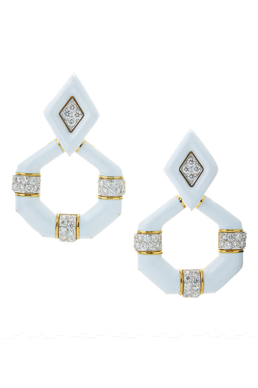 Diamond Irving Place Enamel Earrings-YELLOW GOLD-JEWELRYFINE JEWELEARRING-DAVID WEBB