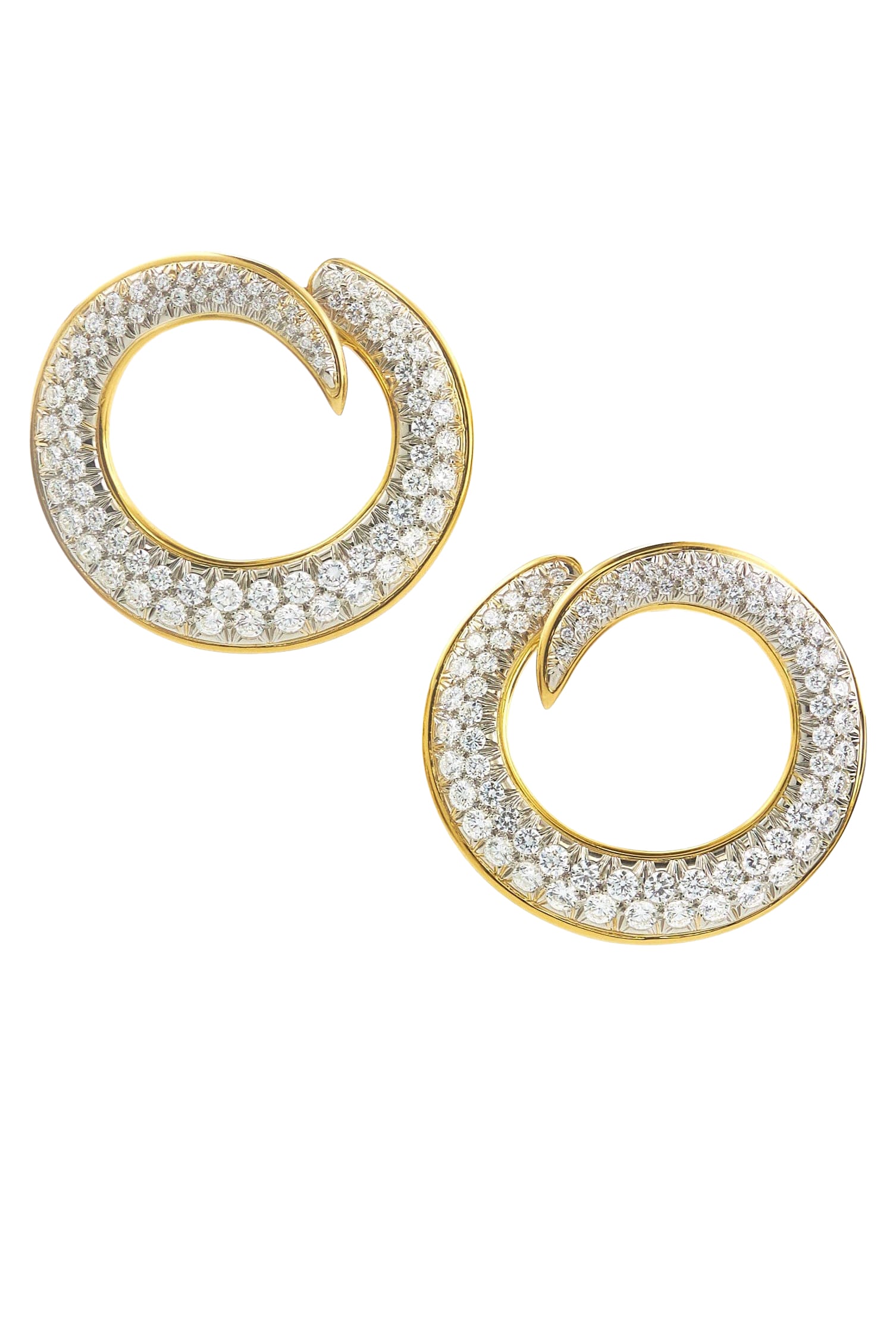 Diamond Loop Earrings-YELLOW GOLD-JEWELRYFINE JEWELEARRING-DAVID WEBB