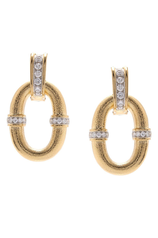 Diamond Oval Link Earrings