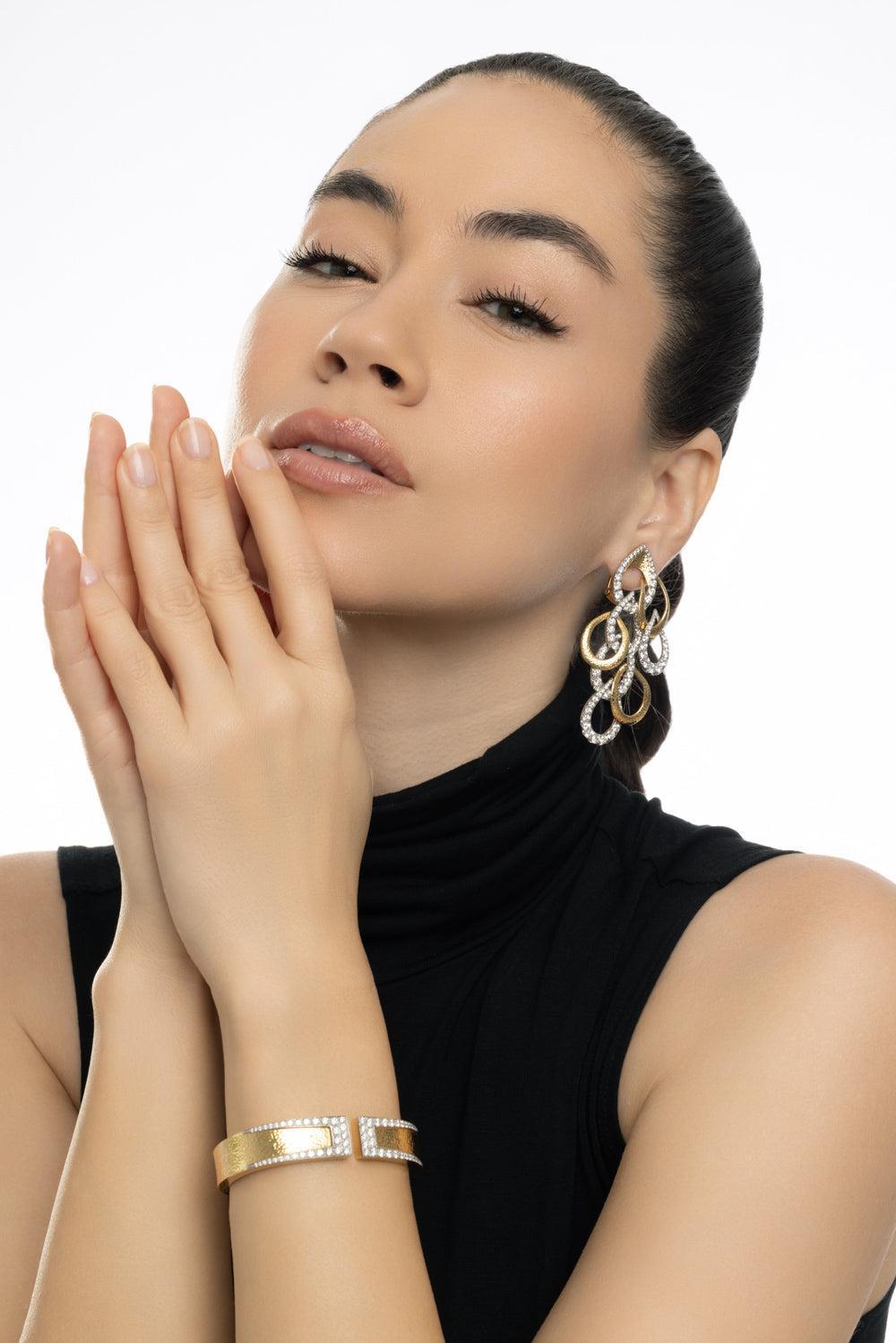 Diamond Overflow Earrings-YELLOW GOLD-JEWELRYFINE JEWELEARRING-DAVID WEBB