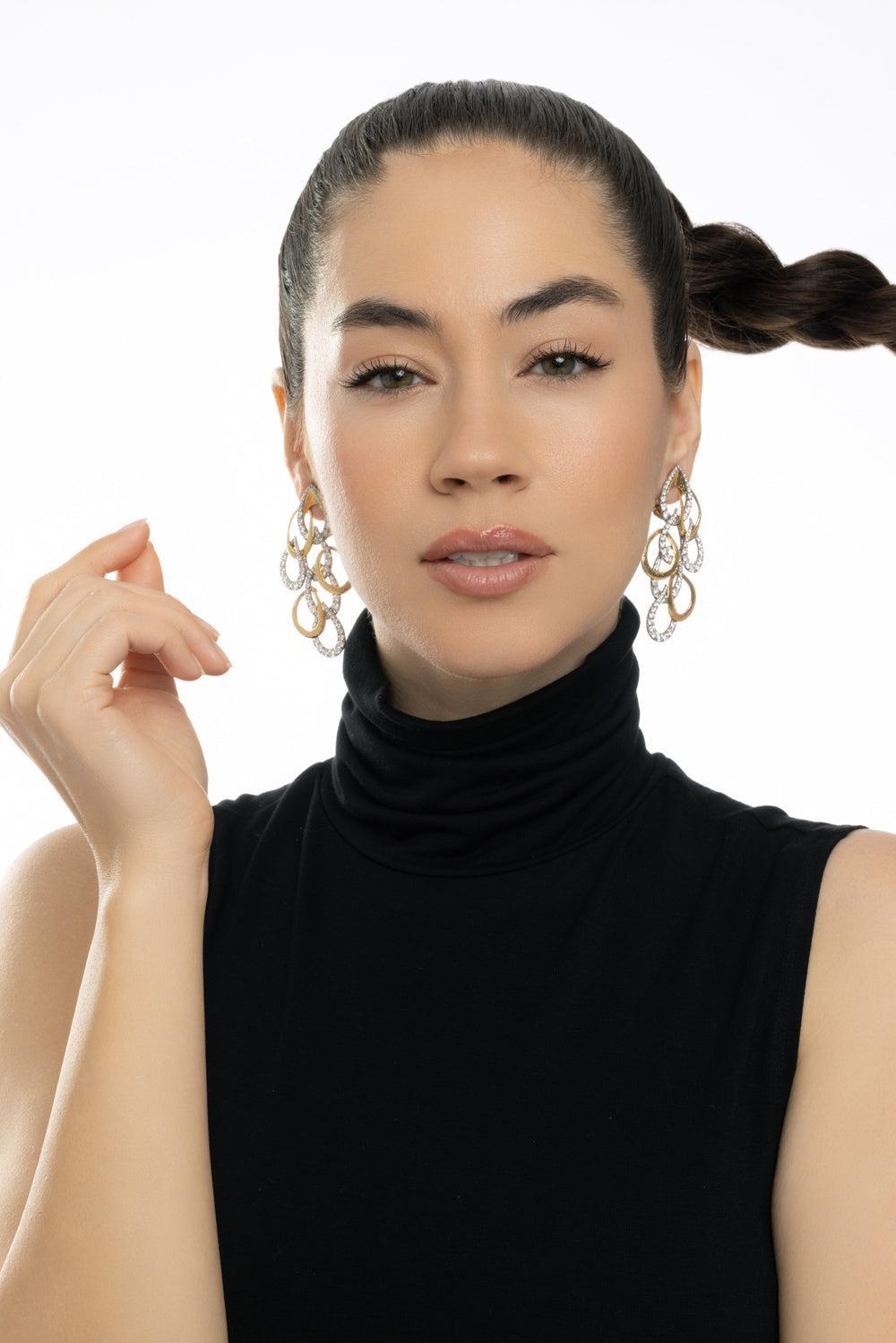 Diamond Overflow Earrings-YELLOW GOLD-JEWELRYFINE JEWELEARRING-DAVID WEBB