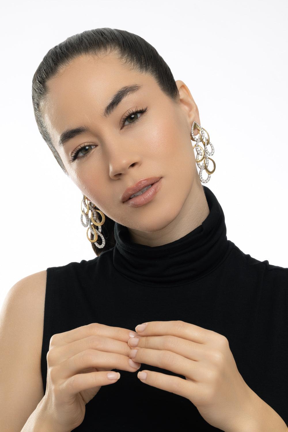 Diamond Overflow Earrings-YELLOW GOLD-JEWELRYFINE JEWELEARRING-DAVID WEBB