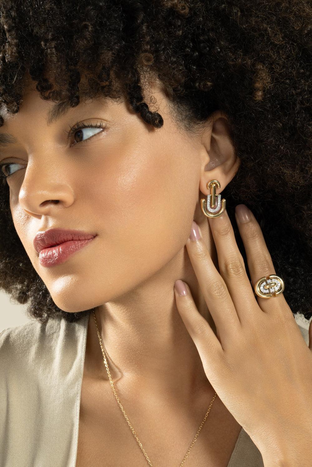 Diamond Unity Earrings-YELLOW GOLD-JEWELRYFINE JEWELEARRING-DAVID WEBB