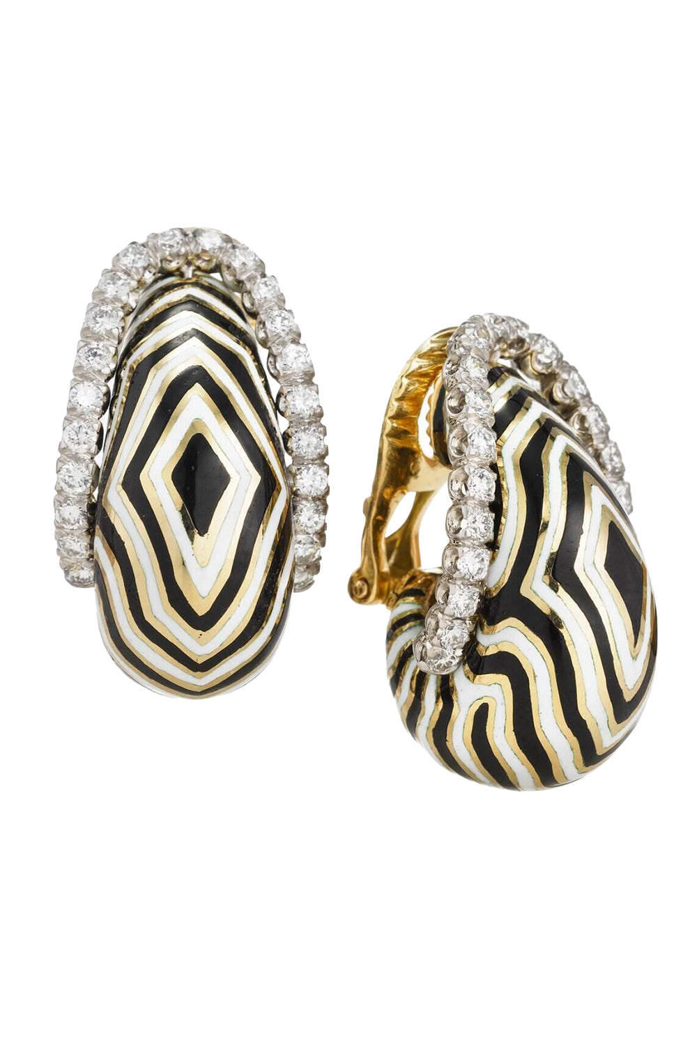 Diamond Vreeland Zebra Enamel Earrings