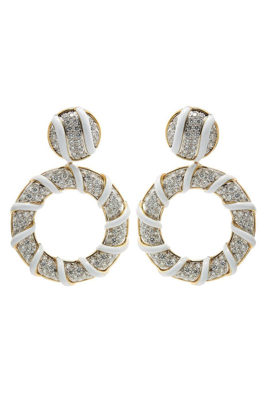 Diamond White Candy Stripe Earrings-YELLOW GOLD-JEWELRYFINE JEWELEARRING-DAVID WEBB