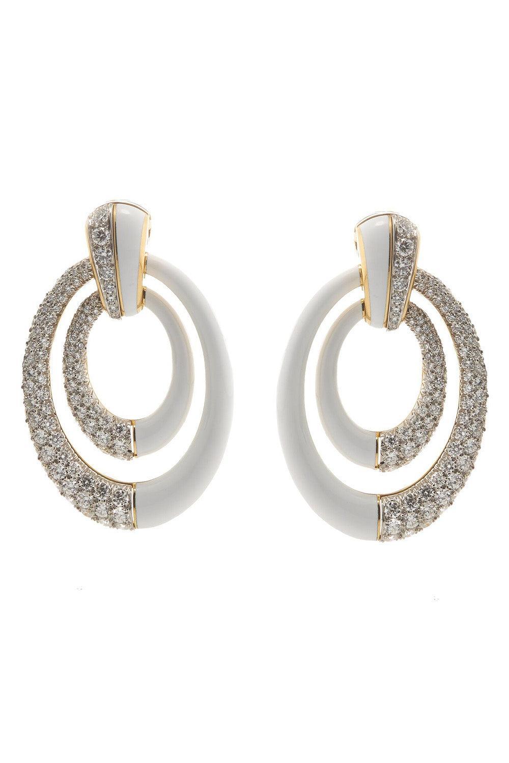 Diamond White Enamel Persephone Earrings-YELLOW GOLD-JEWELRYFINE JEWELEARRING-DAVID WEBB