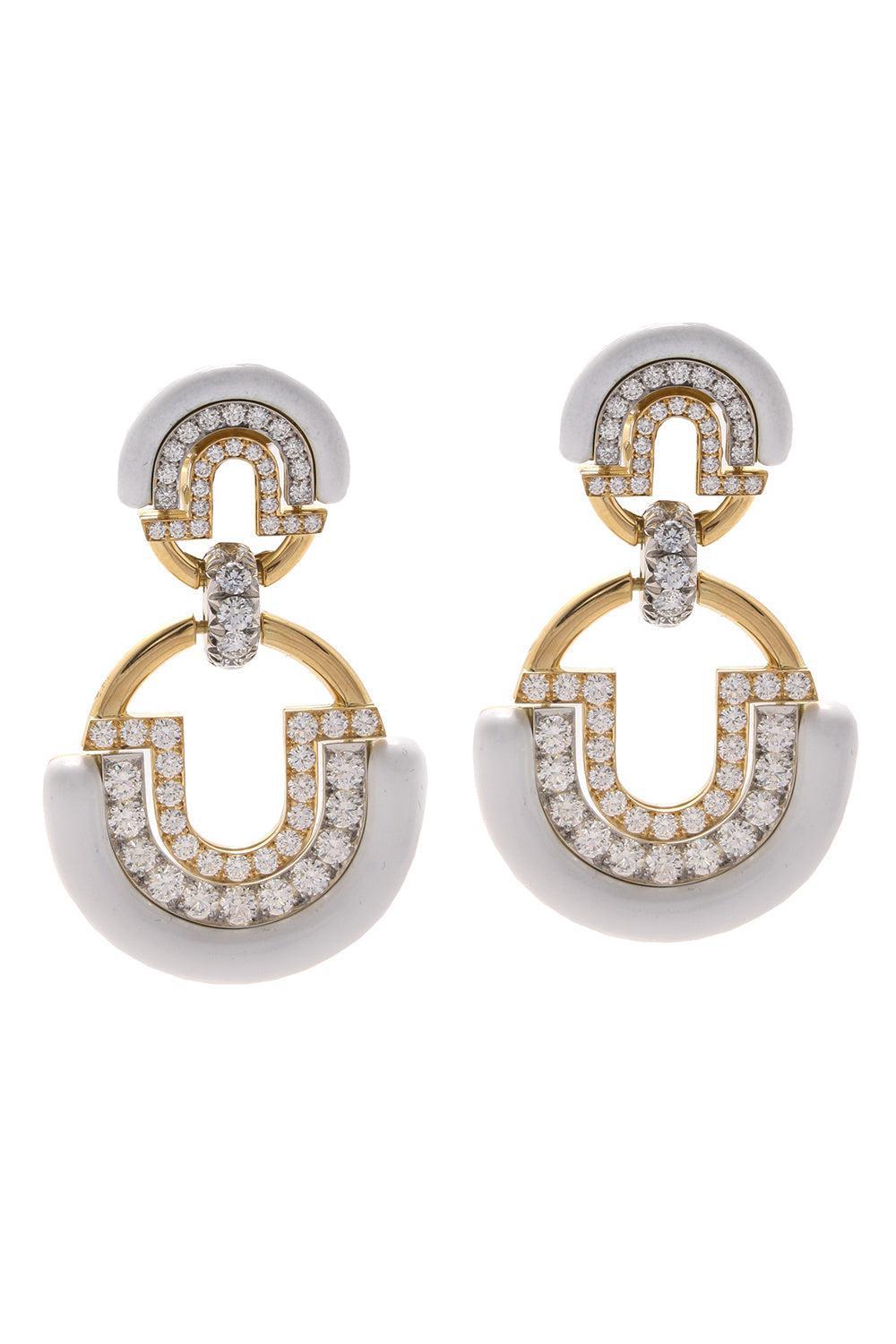 Diamond White Large Unity Earrings-YELLOW GOLD-JEWELRYFINE JEWELEARRING-DAVID WEBB
