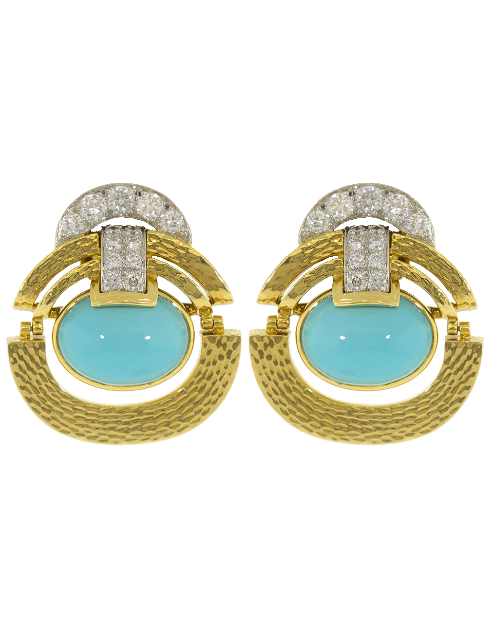 DAVID WEBB-Door Knocker Turquoise Earrings-YELLOW GOLD