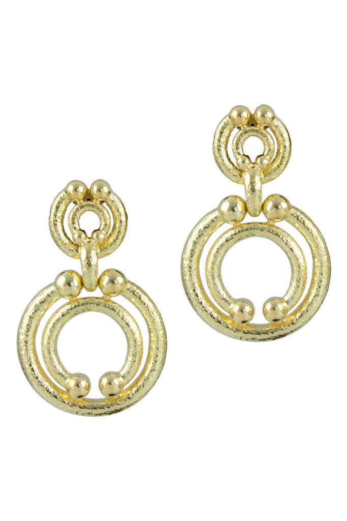 Dotted Hammered Doorknock Earrings-YELLOW GOLD-JEWELRYFINE JEWELEARRING-DAVID WEBB