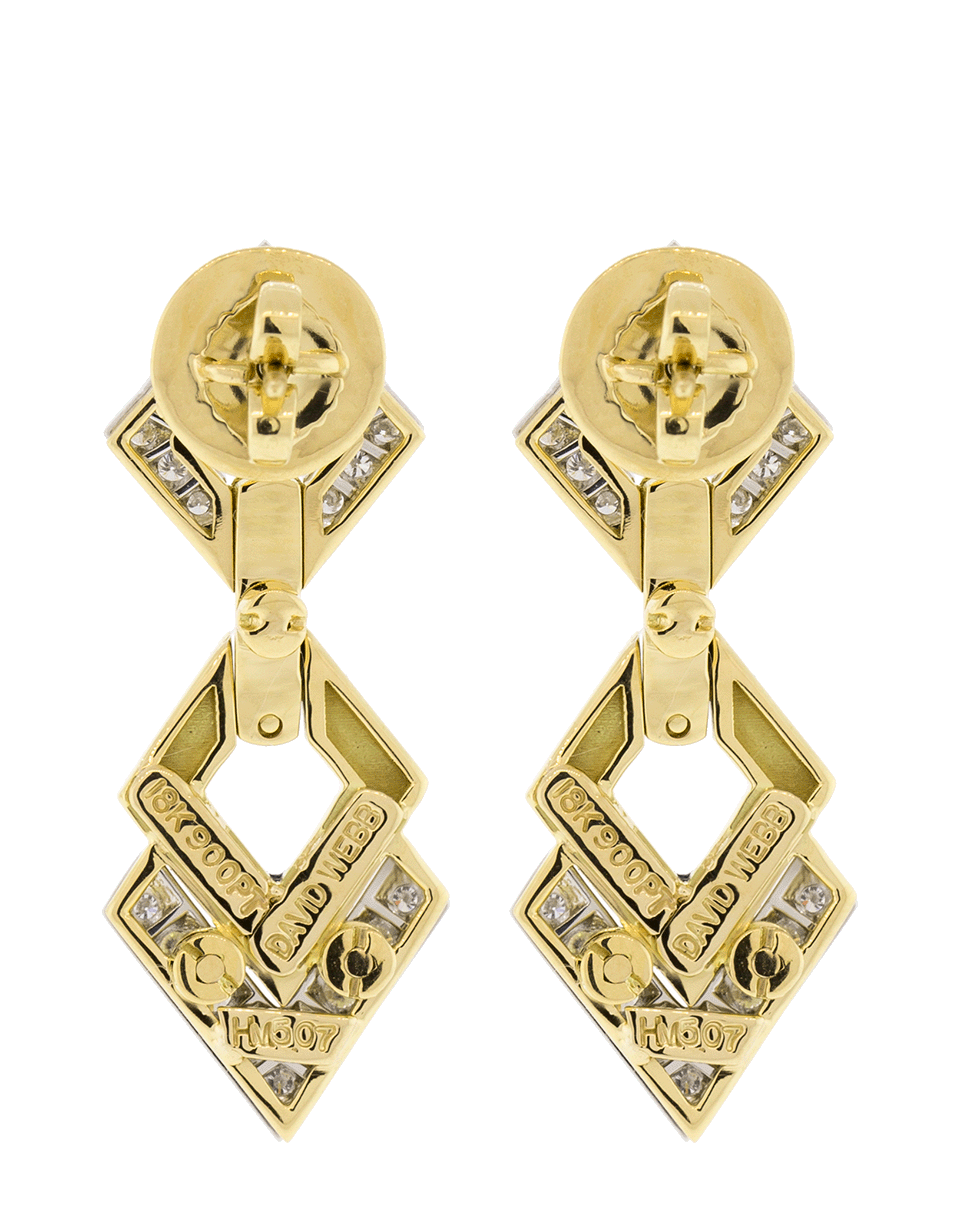 DAVID WEBB-Double Diamond And Black Enamel Earrings-YELLOW GOLD