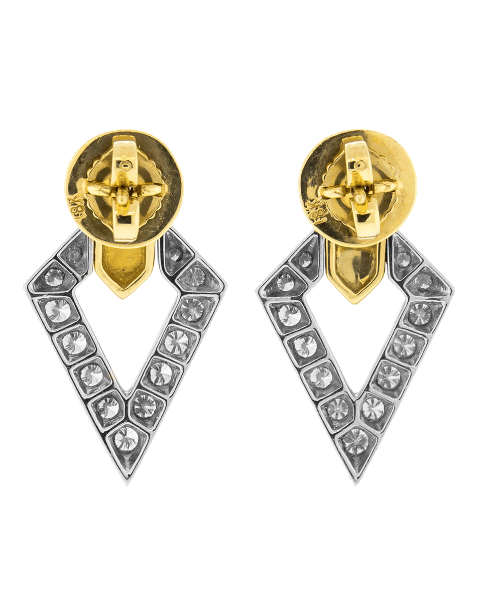 DAVID WEBB-Double Diamond And White Enamel Earrings-YELLOW GOLD