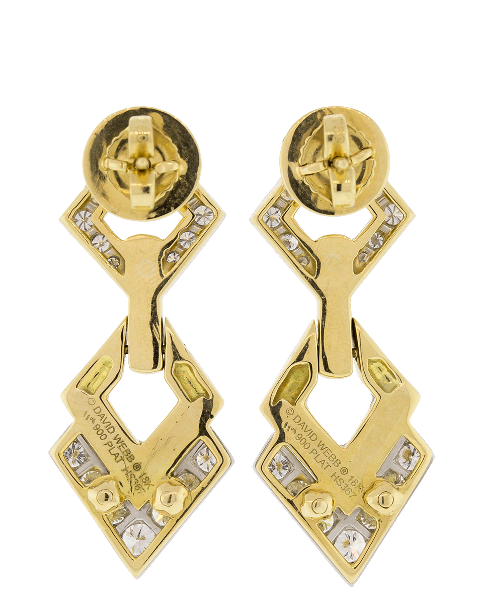 DAVID WEBB-Double Diamond And White Enamel Earrings-YELLOW GOLD