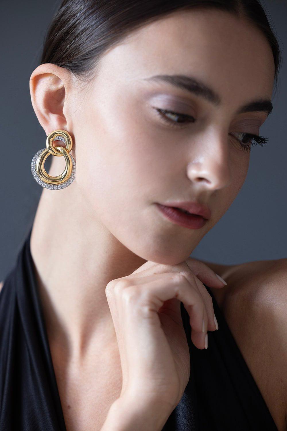 DAVID WEBB-Double Link Earrings-YELLOW GOLD