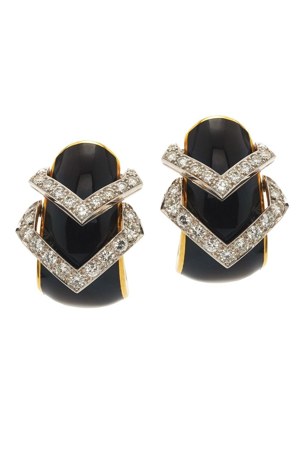 DAVID WEBB-Double V Strap Earrings-YELLOW GOLD