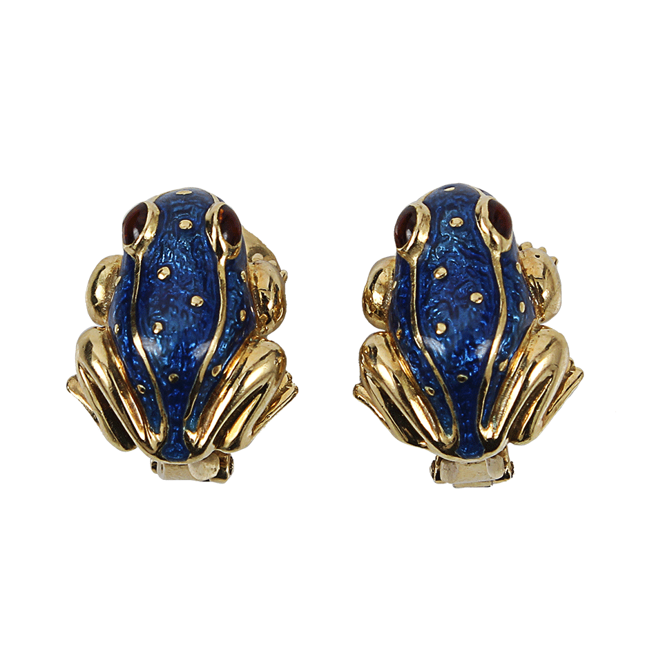 DAVID WEBB-Frog Earrings with Rubies-YELLOW GOLD