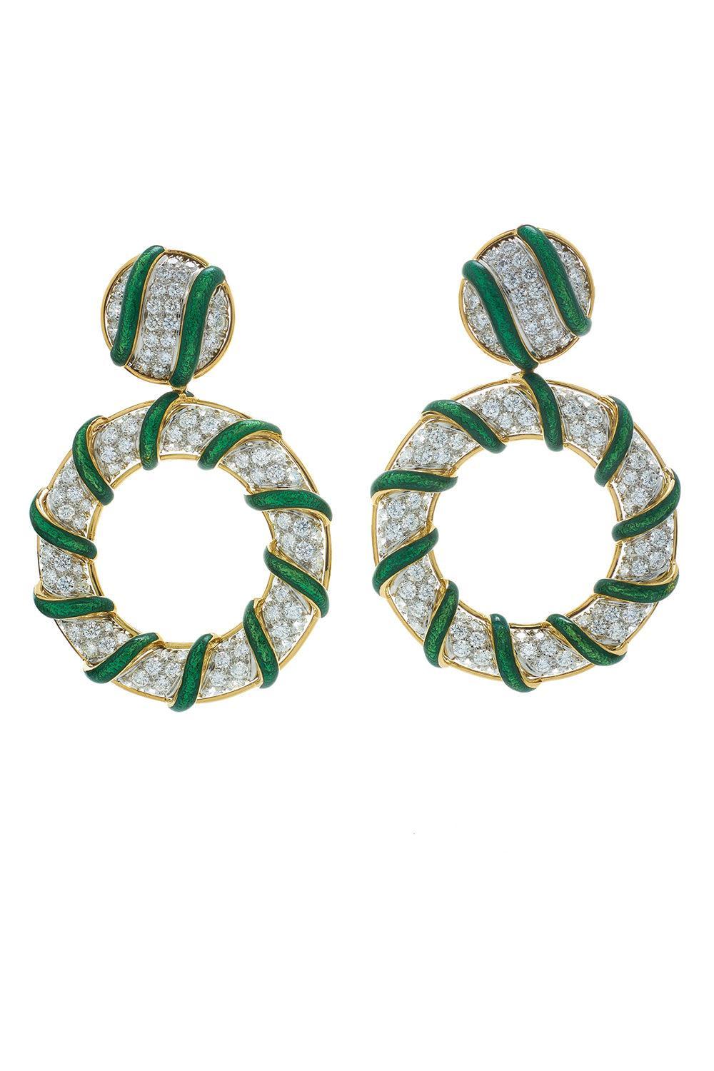 Green Candy Stripe Earrings-YELLOW GOLD-JEWELRYFINE JEWELEARRING-DAVID WEBB